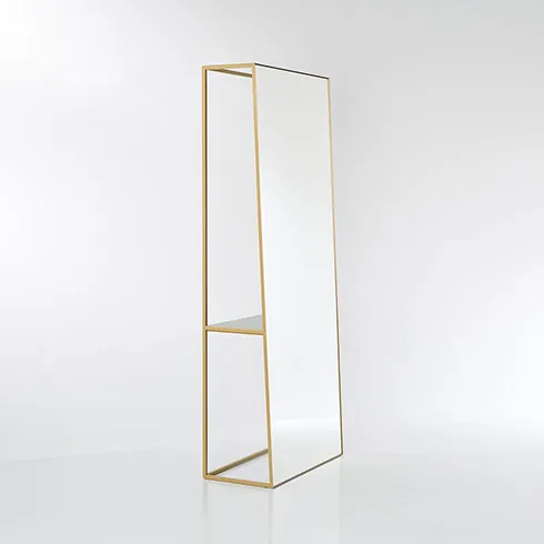 barbiecore trend standing doublesided mirror and shelf